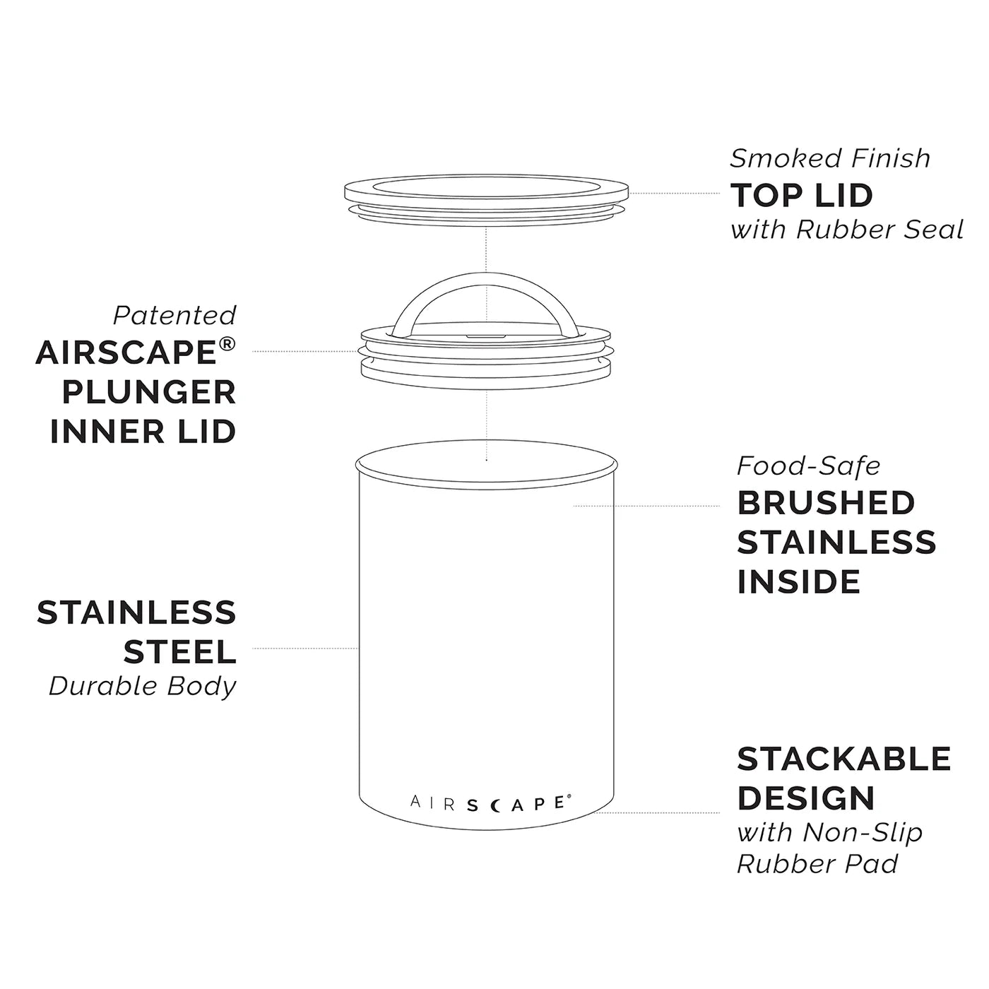 Airscape Classic 7" Medium Coffee Canister White